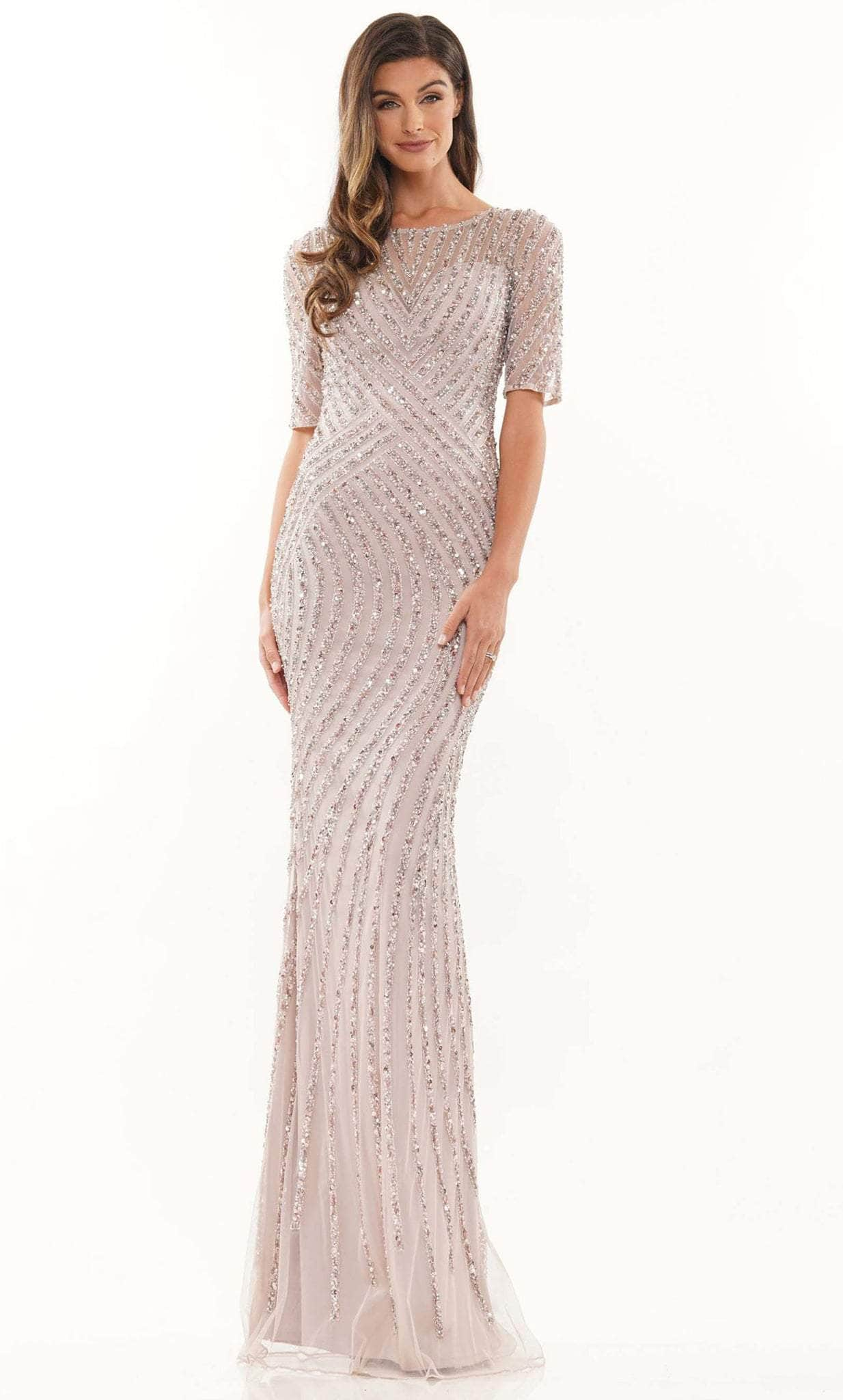 Marsoni by Colors MV1209 - Beaded Mesh Formal Dress Special Occasion Dress 6 / Dusty Rose