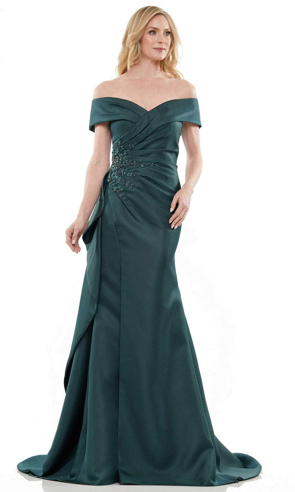 Marsoni by Colors MV1235 - Draped Surplice Gown 4 / Deep Green