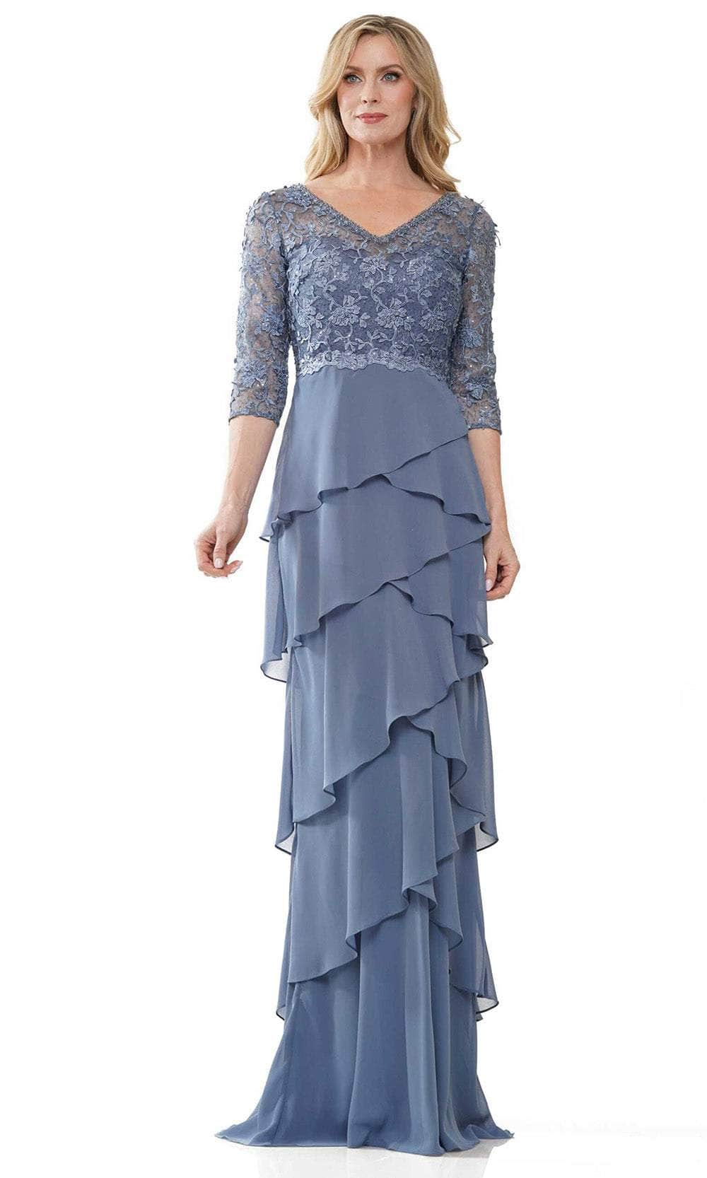 Marsoni by Colors MV1244 - Tiered Gown 8 / Slate Blue