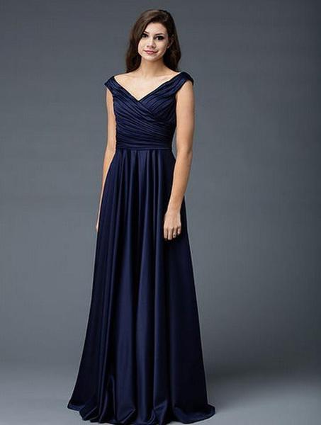 Marsoni by Colors - Ruched V-Neck A-Line Dress M198 - 1 pc Silver In Size 22 Available CCSALE 20 / Navy