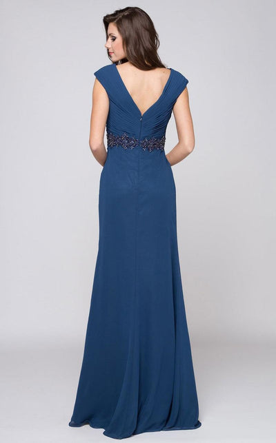Marsoni by Colors - Ruched Wrap Cap Sleeve Gown M169 - 1 pc Peacock In Size 6 Available CCSALE 6 / Peacock