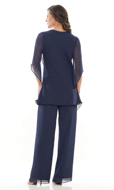 Marsoni by Colors - Ruffle Chiffon Pantsuit M308 - 2 pc Navy In Size 22 and 24 Available CCSALE