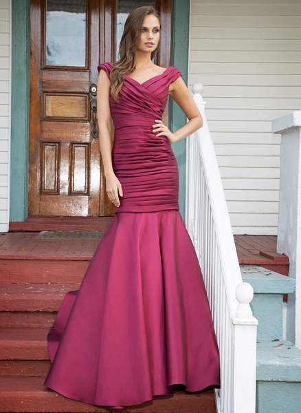 Marsoni by Colors - Spliced Off Shoulder Trumpet Gown M197 - 1 pc Navy In Size 16 Available CCSALE 14 / Burgundy