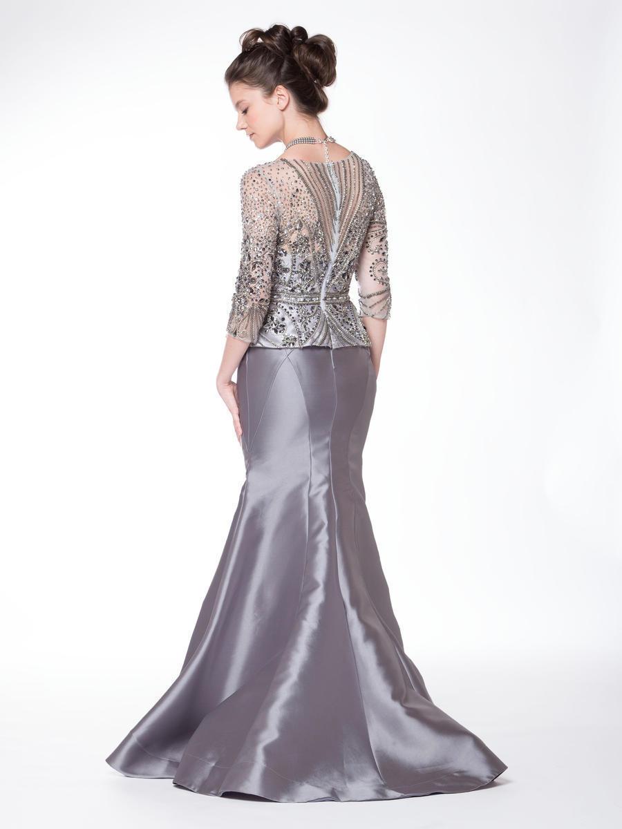 Marsoni by Colors V-Neck Mikado Trumpet Evening Gown M187 - 1 pc Navy In Size 24 Available CCSALE 24 / Navy