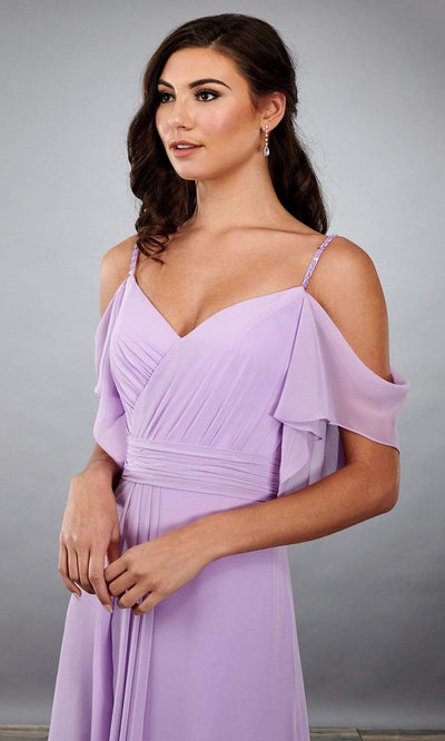 Mary's Bridal - MB7074SC Cold Shoulder Chiffon Bridesmaid Dress In Purple