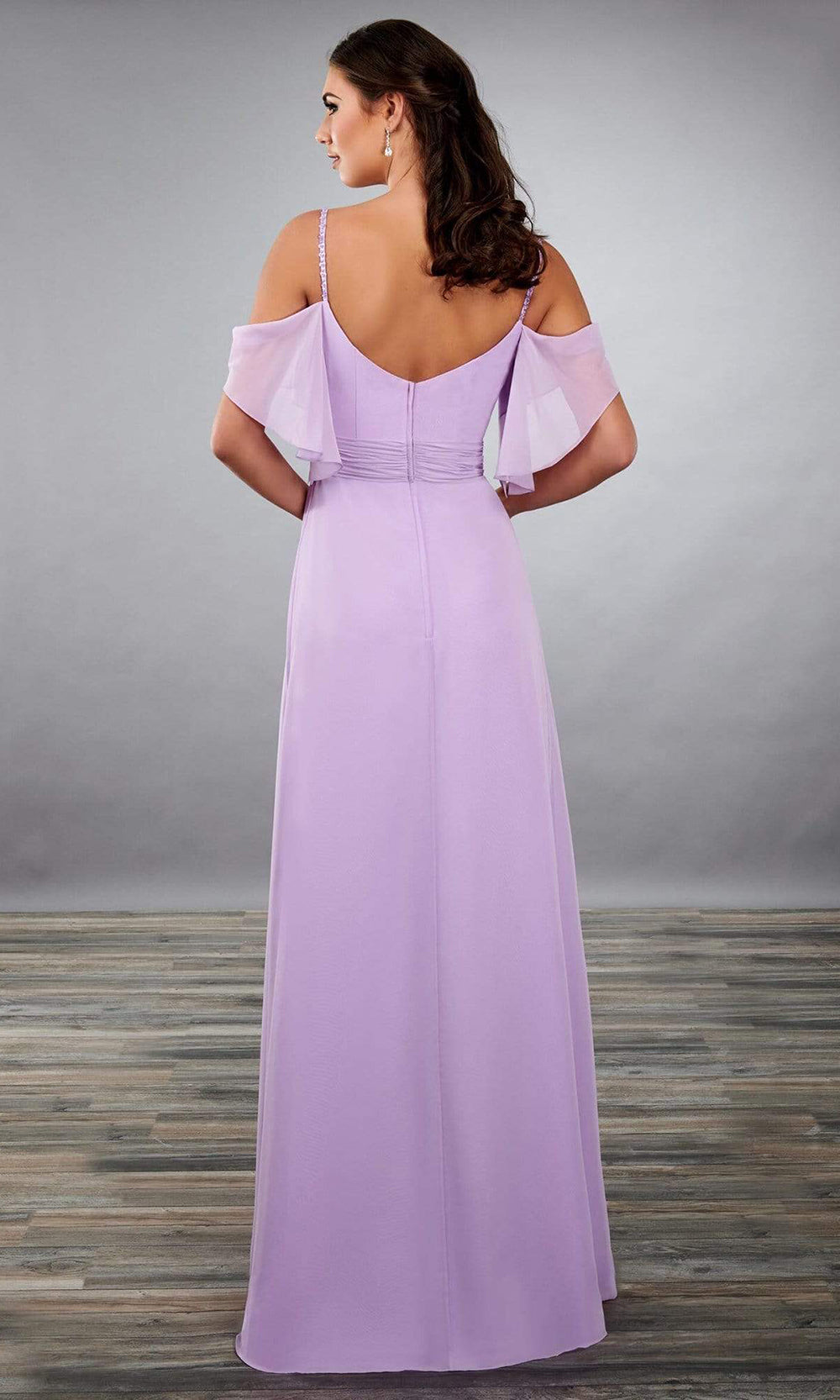 Mary's Bridal - MB7074SC Cold Shoulder Chiffon Bridesmaid Dress In Purple