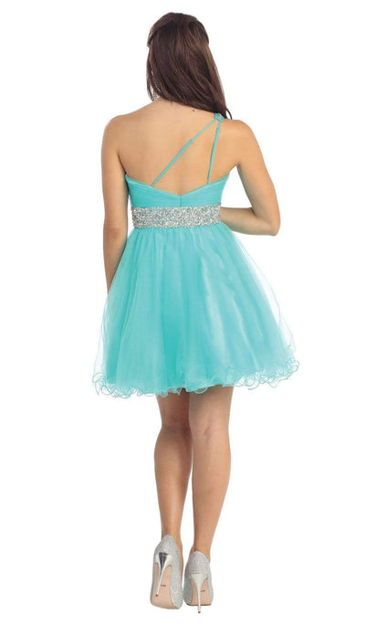 May Queen - Asymmetrical Shirred Bodice A-Line Cocktail Dress Special Occasion Dress