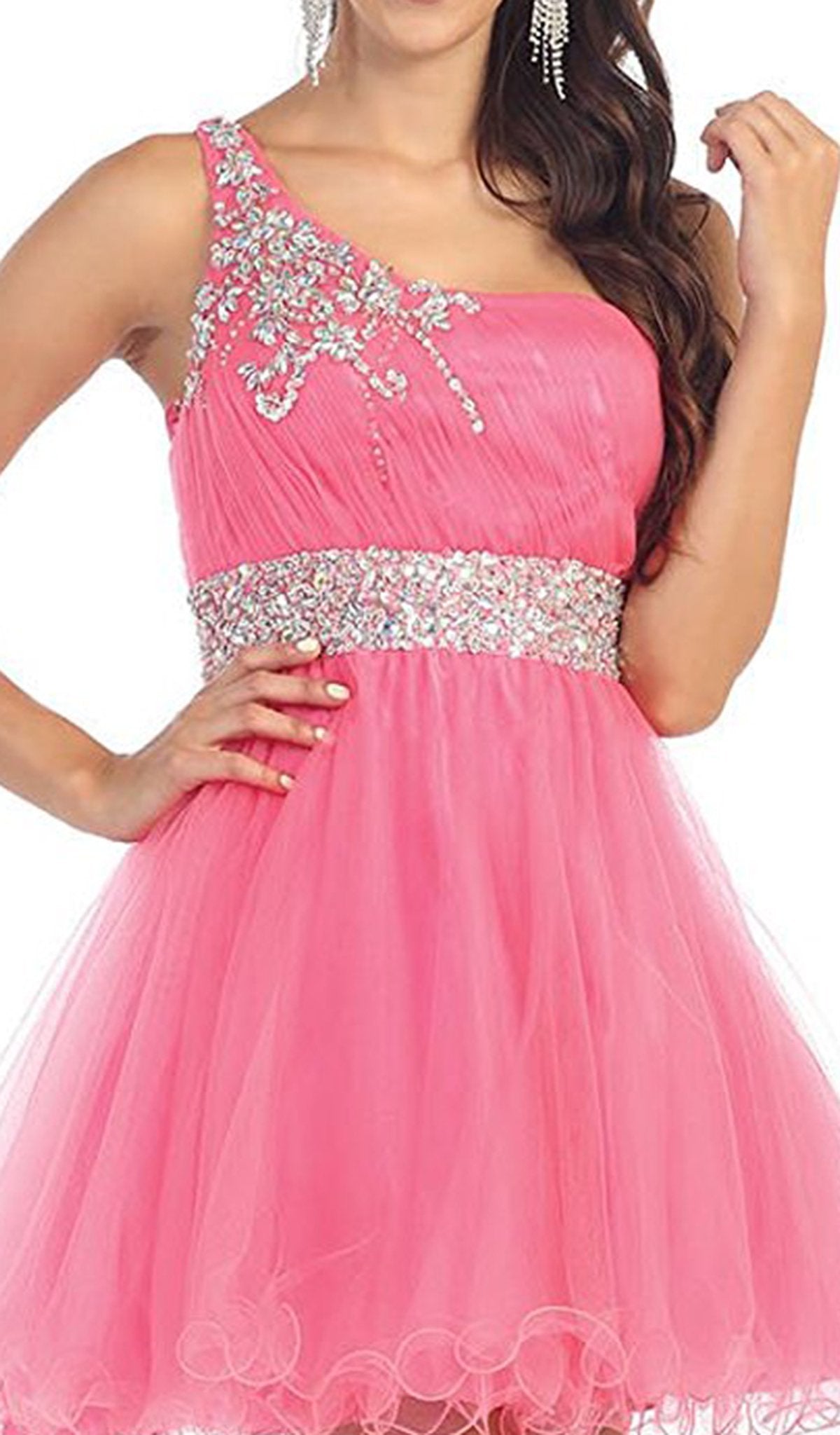 May Queen - Asymmetrical Shirred Bodice A-Line Cocktail Dress Special Occasion Dress