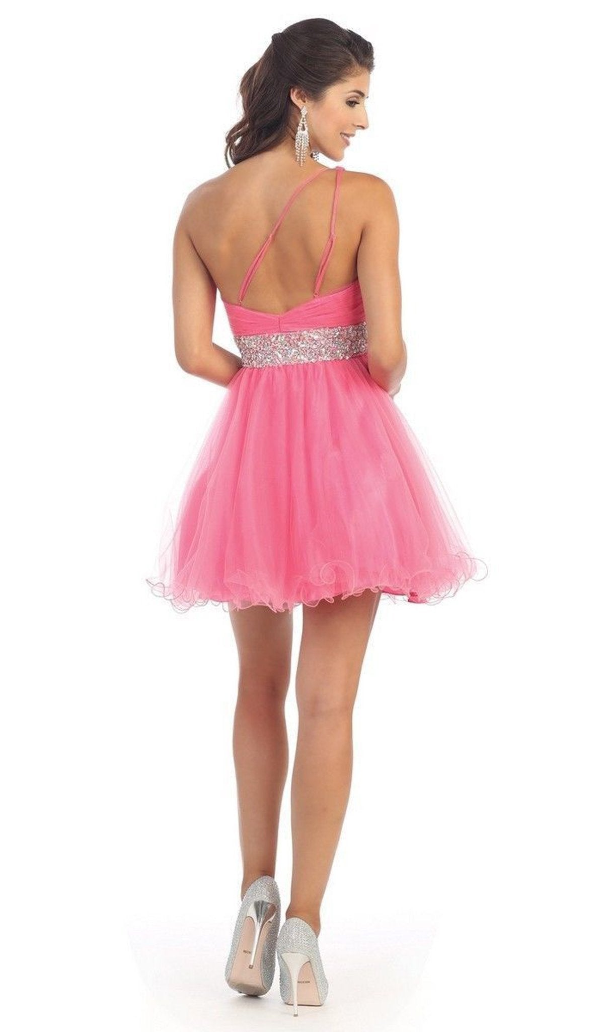 May Queen - Asymmetrical Shirred Bodice A-Line Cocktail Dress Special Occasion Dress