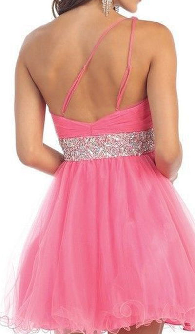 May Queen - Asymmetrical Shirred Bodice A-Line Cocktail Dress Special Occasion Dress