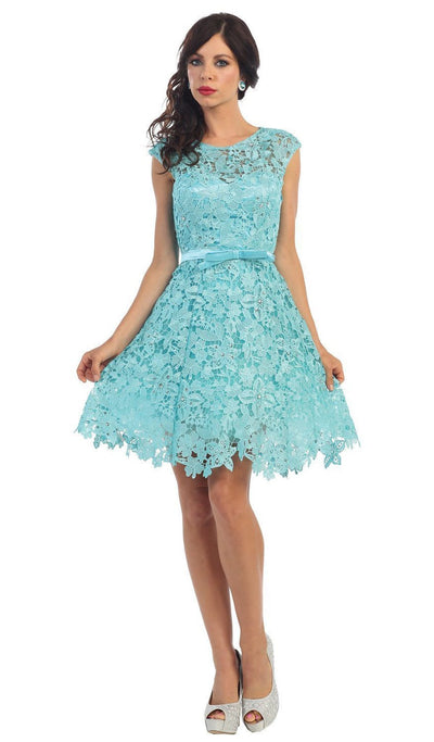May Queen - Beaded Floral Cocktail Dress Special Occasion Dress 4 / Aqua