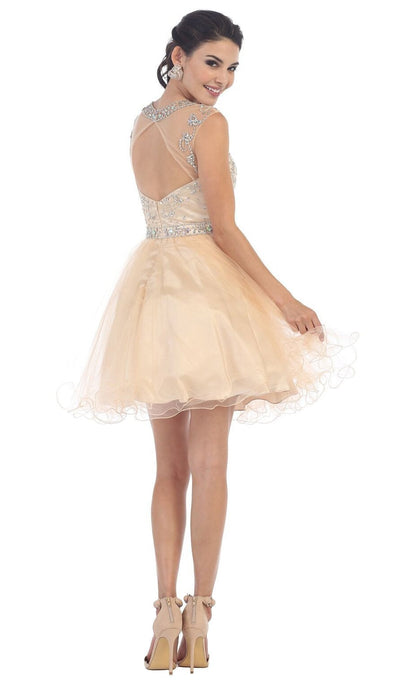 May Queen - Beaded Illusion Tulle Cocktail Dress Special Occasion Dress