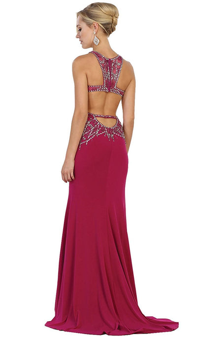 May Queen - Bejeweled Illusion Halter Sheath Evening Dress Special Occasion Dress