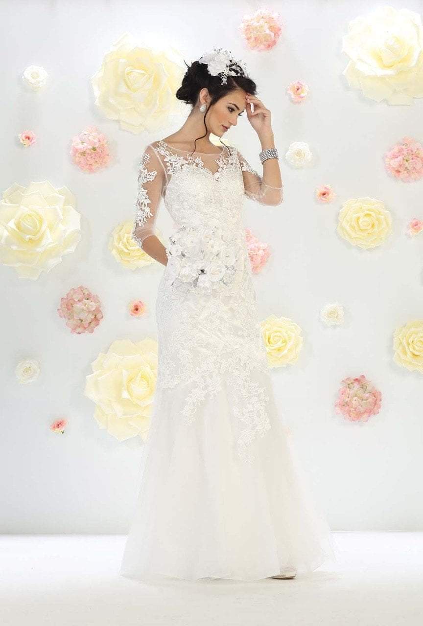 May Queen Bridal - Dazzling Embroidered Illusion Sweetheart Neck Mermaid Gown RQ7485 Wedding Dresses 6 / Ivory