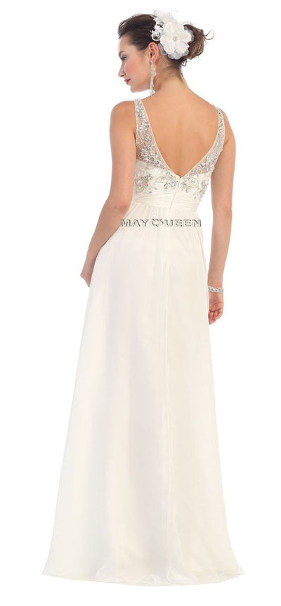 May Queen Bridal - MQ-1081 Crystal Embellished Ruched Bridal Dress Special Occasion Dress
