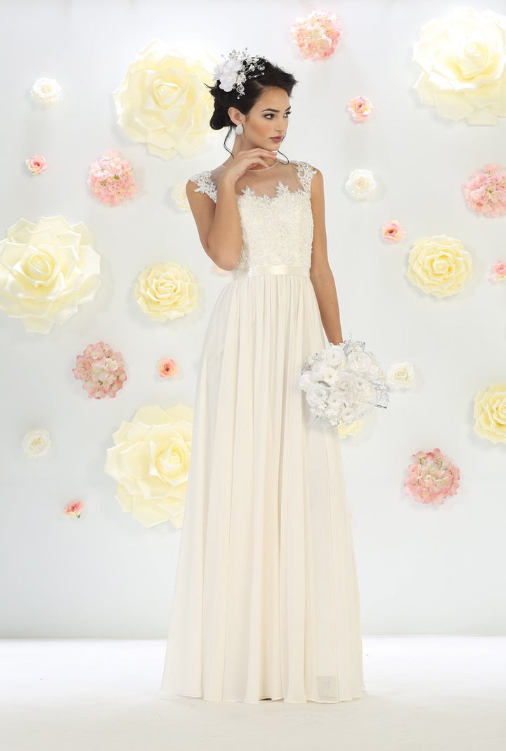 May Queen - Cap Sleeve Dress MQ1428 In White