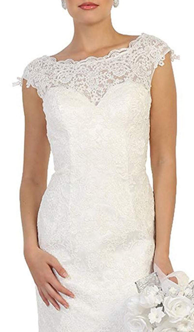 May Queen Bridal - MQ1564 Lace Bateau Mermaid Dress With Train Wedding Dresses