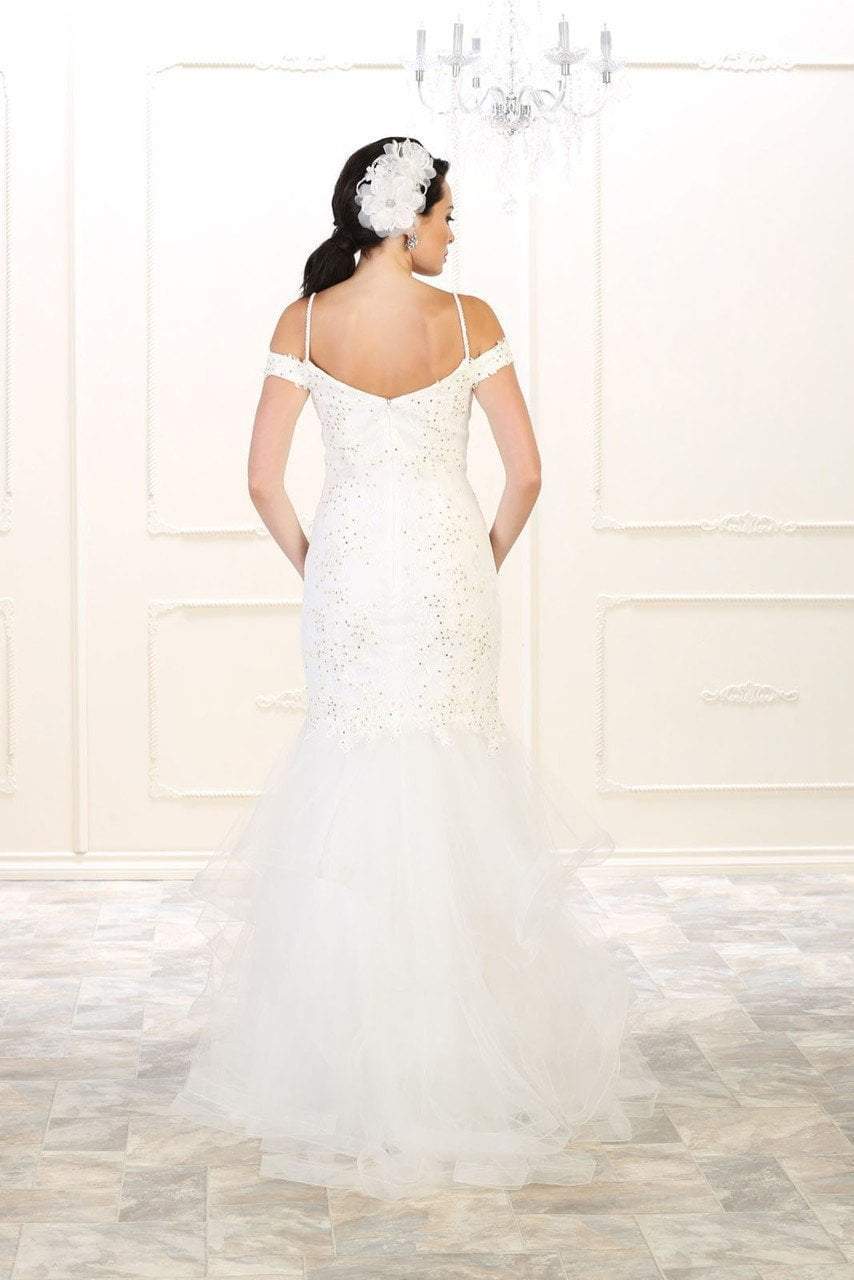 May Queen Bridal - RQ7502 Laced V-Neck Trumpet Dress Wedding Dresses
