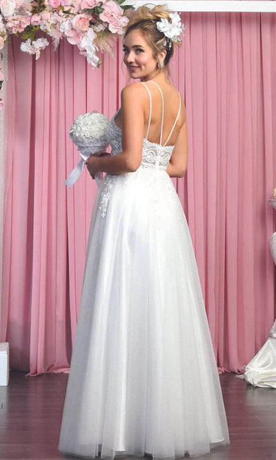May Queen Bridal RQ7907 - Embellished V-Neck A-Line Dress Bridal Dresses