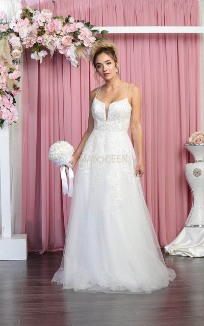 May Queen Bridal RQ7916 - Embellished V Neck A-Line Dress Special Occasion Dress