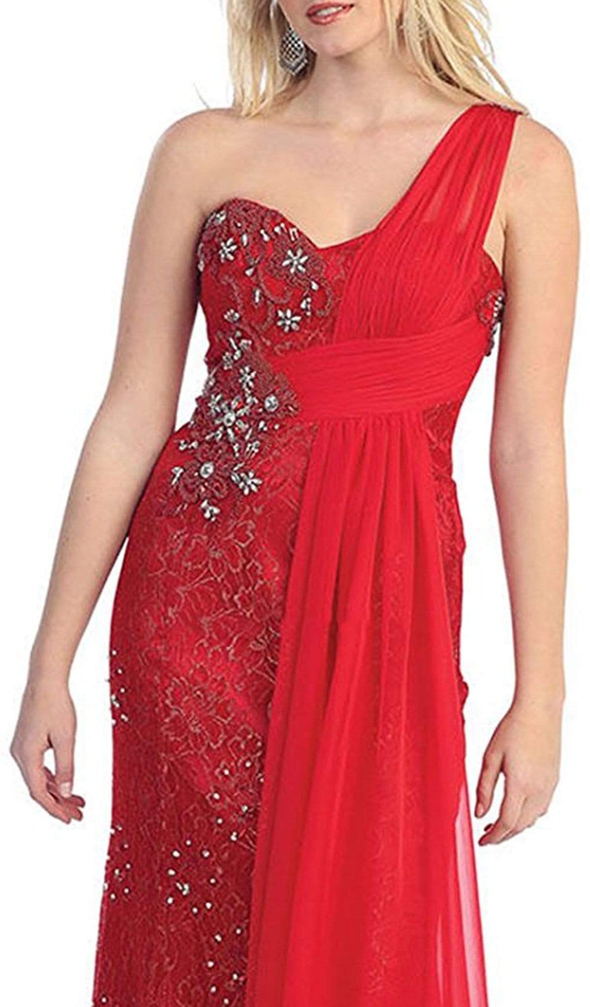 May Queen - Chiffon Sashed Floral Lace Evening Dress Special Occasion Dress