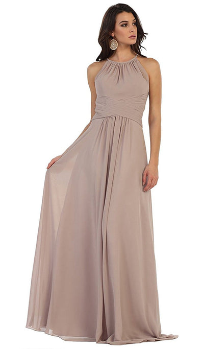 May Queen - Crisscross Ruched Fitted Bridesmaid Dress Special Occasion Dress 4 / Mocha