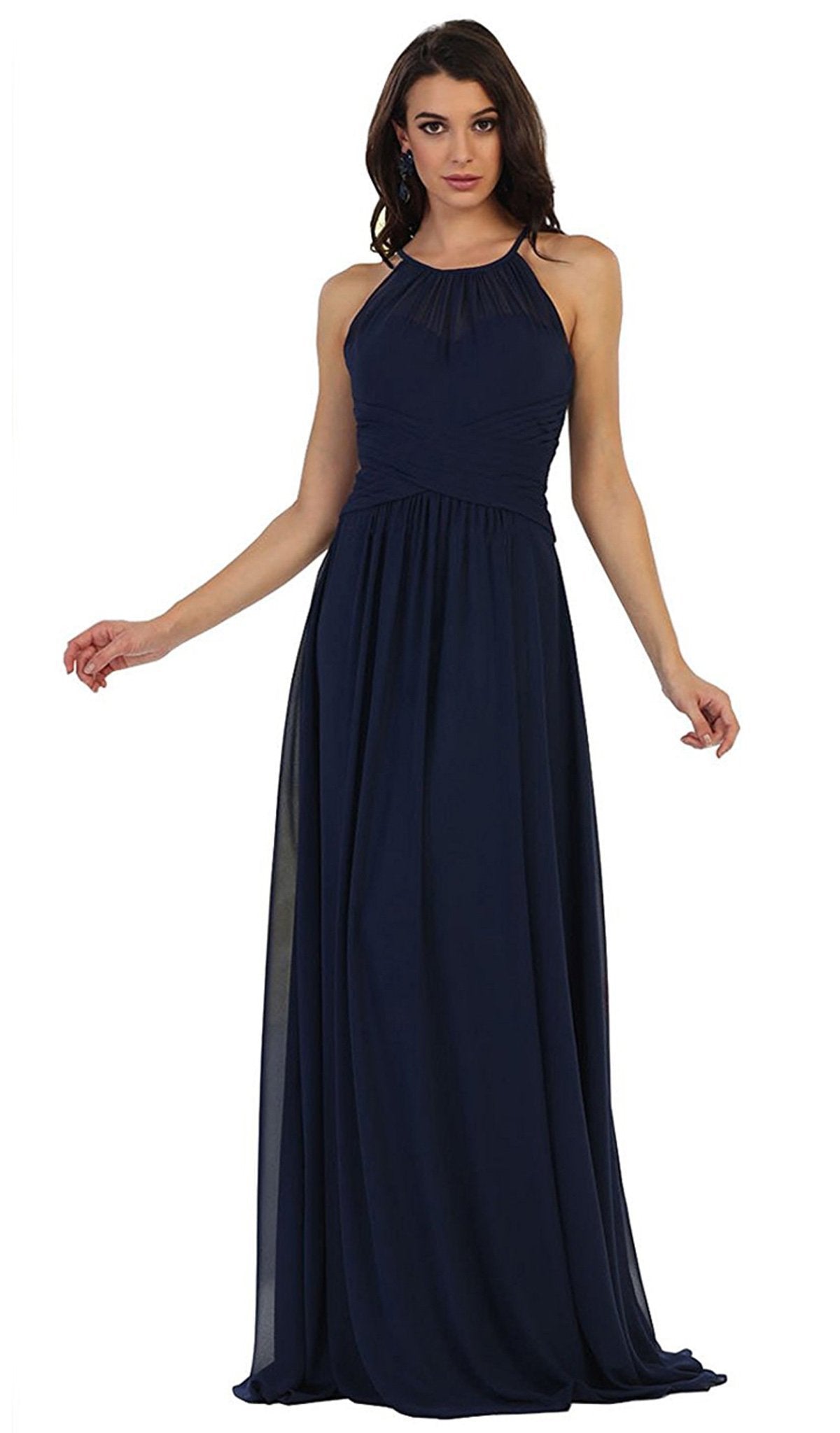 May Queen - Crisscross Ruched Fitted Bridesmaid Dress Special Occasion Dress 4 / Navy