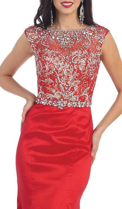 May Queen - Crystal Embellished Illusion Trumpet Evening Gown Special Occasion Dress