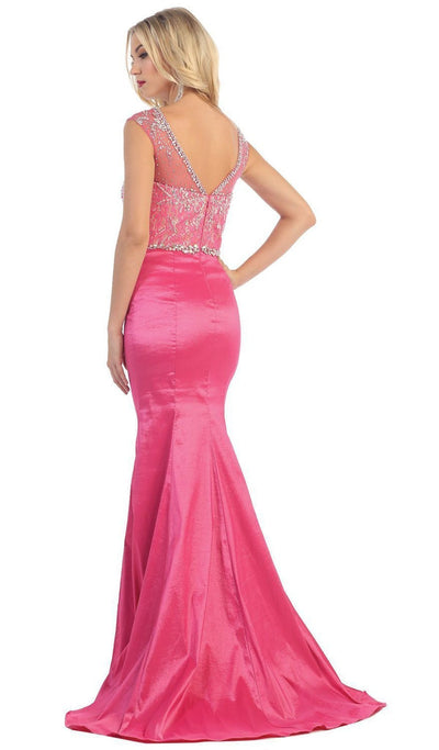 May Queen - Crystal Embellished Illusion Trumpet Evening Gown Special Occasion Dress