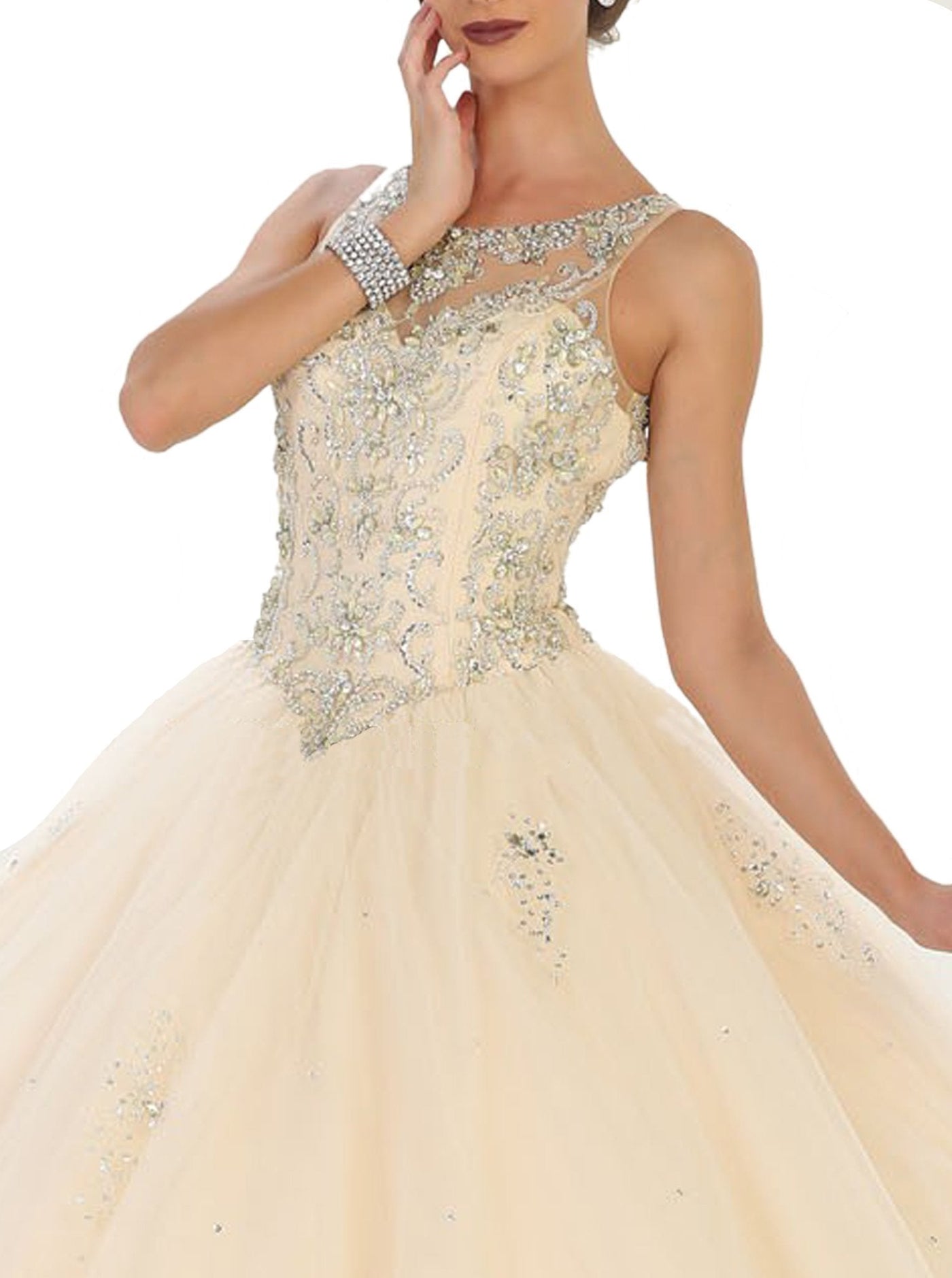 May Queen - Crystal Embellished Jewel Quinceanera Ballgown Quinceanera Dresses