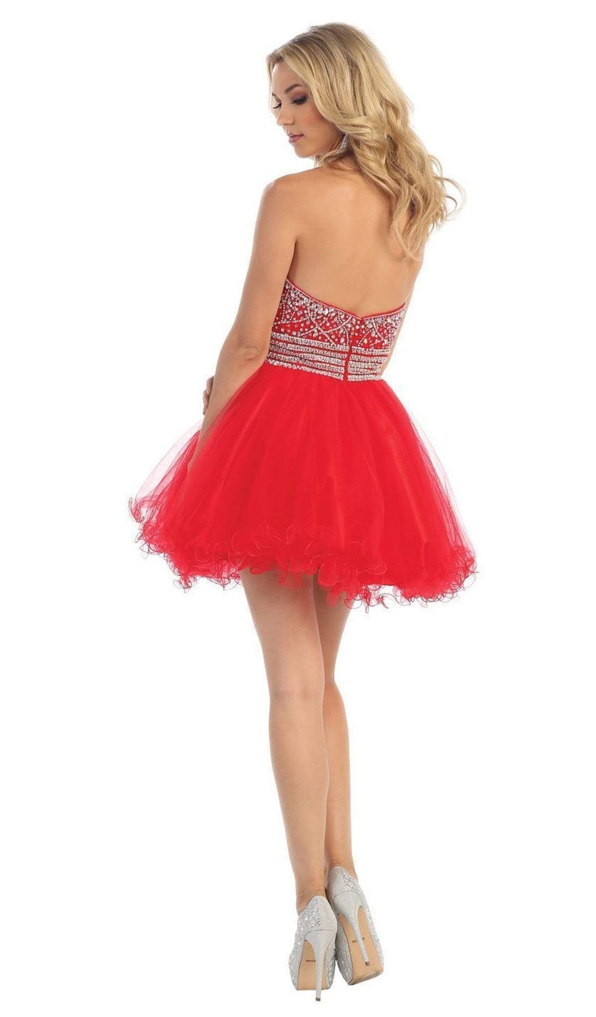 May Queen - Crystal Embellished Strapless A-Line Cocktail Dress Special Occasion Dress