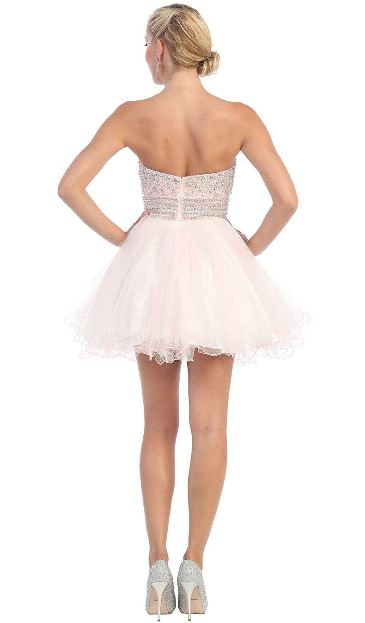 May Queen - Crystal Embellished Strapless A-Line Cocktail Dress Special Occasion Dress