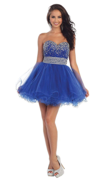 May Queen - Crystal Embellished Strapless A-Line Cocktail Dress Special Occasion Dress 4 / Royal