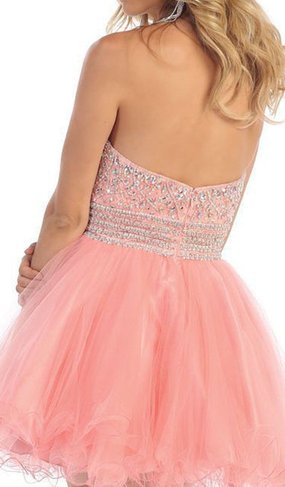 May Queen - Crystal Embellished Strapless A-Line Cocktail Dress Special Occasion Dress