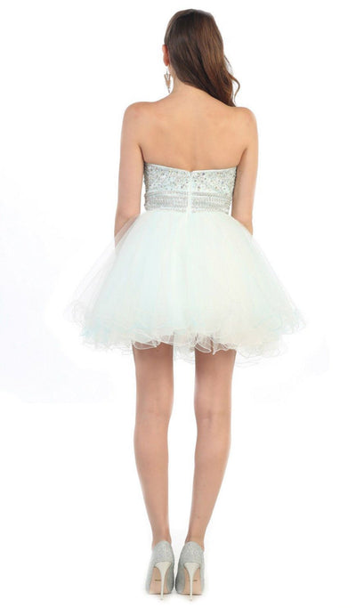 May Queen - Crystal Embellished Strapless A-Line Cocktail Dress Special Occasion Dress