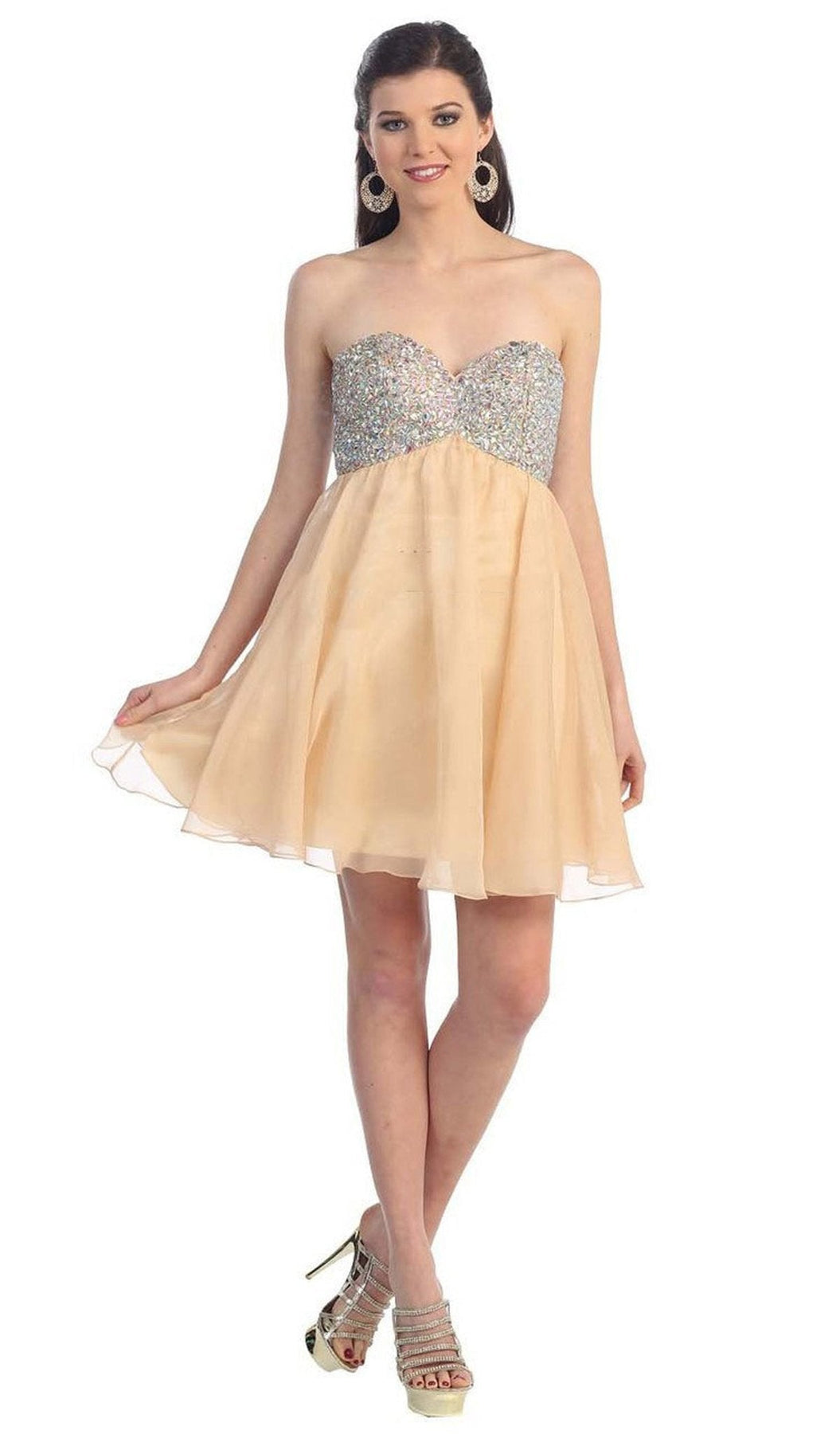 May Queen - Crystal Encrusted Bust Sweetheart Cocktail Dress Special Occasion Dress