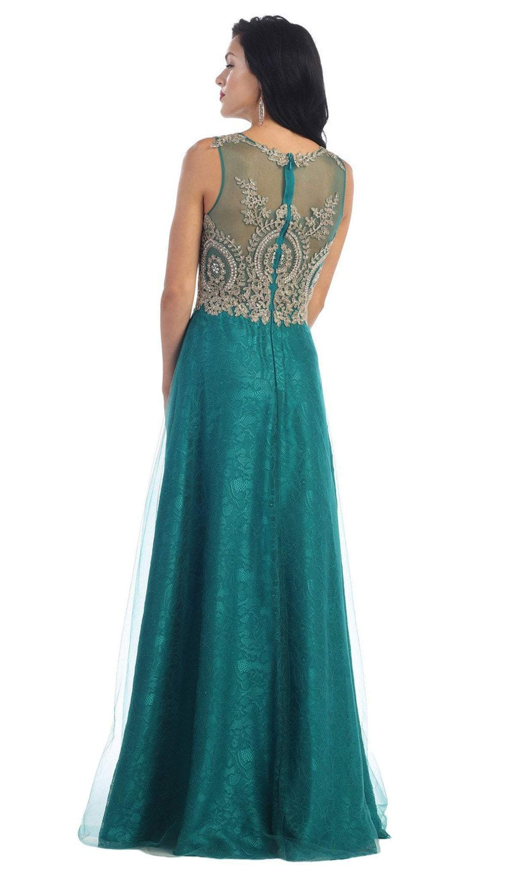 May Queen - Elegant Beaded Bateau Neck A-Line Evening Dress Special Occasion Dress