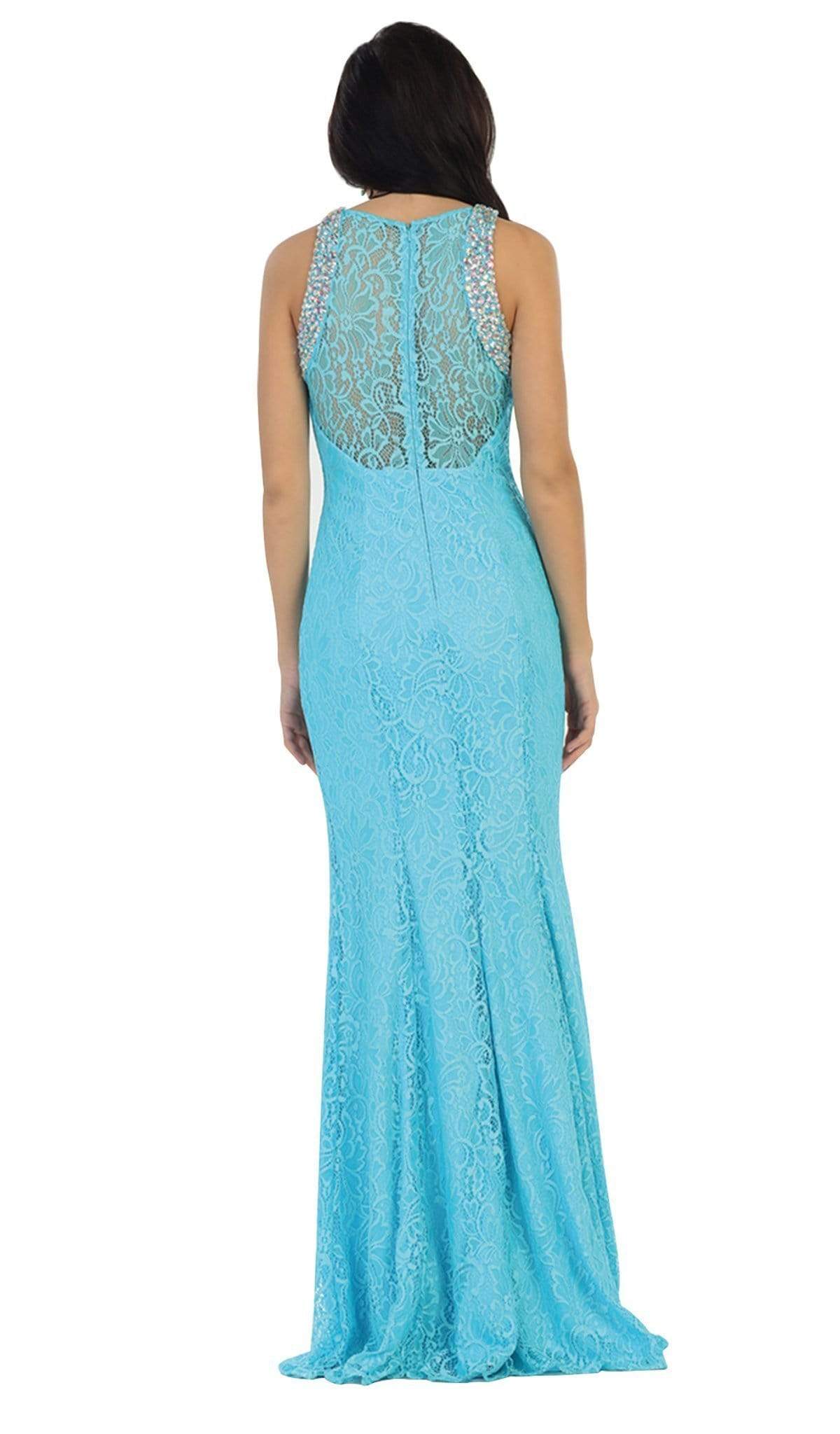 May Queen - Elegant Sleeveless Rhinestone Lace Prom Dress Special Occasion Dress