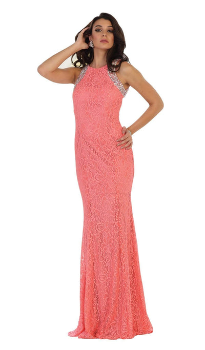 May Queen - Elegant Sleeveless Rhinestone Lace Prom Dress Special Occasion Dress