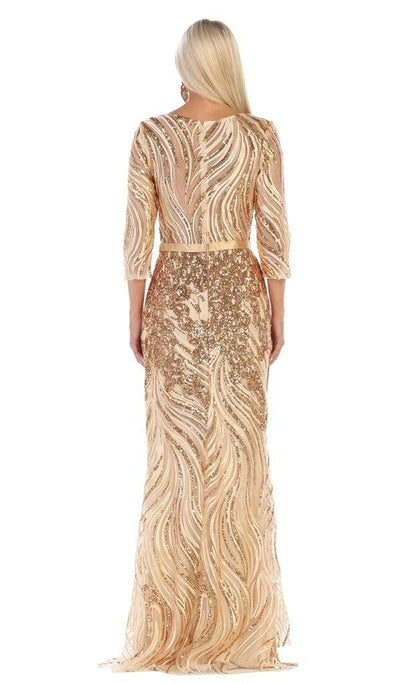 May Queen - Embellished Bateau Sheath Evening Dress RQ7686 - 1 pc Silver/Multi in Size 3XL Available CCSALE