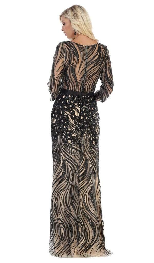 May Queen - Embellished Bateau Sheath Evening Dress RQ7686 - 1 pc Silver/Multi in Size 3XL Available CCSALE
