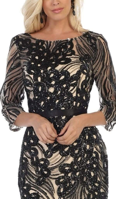 May Queen - Embellished Bateau Sheath Evening Dress RQ7686 - 1 pc Silver/Multi in Size 3XL Available CCSALE