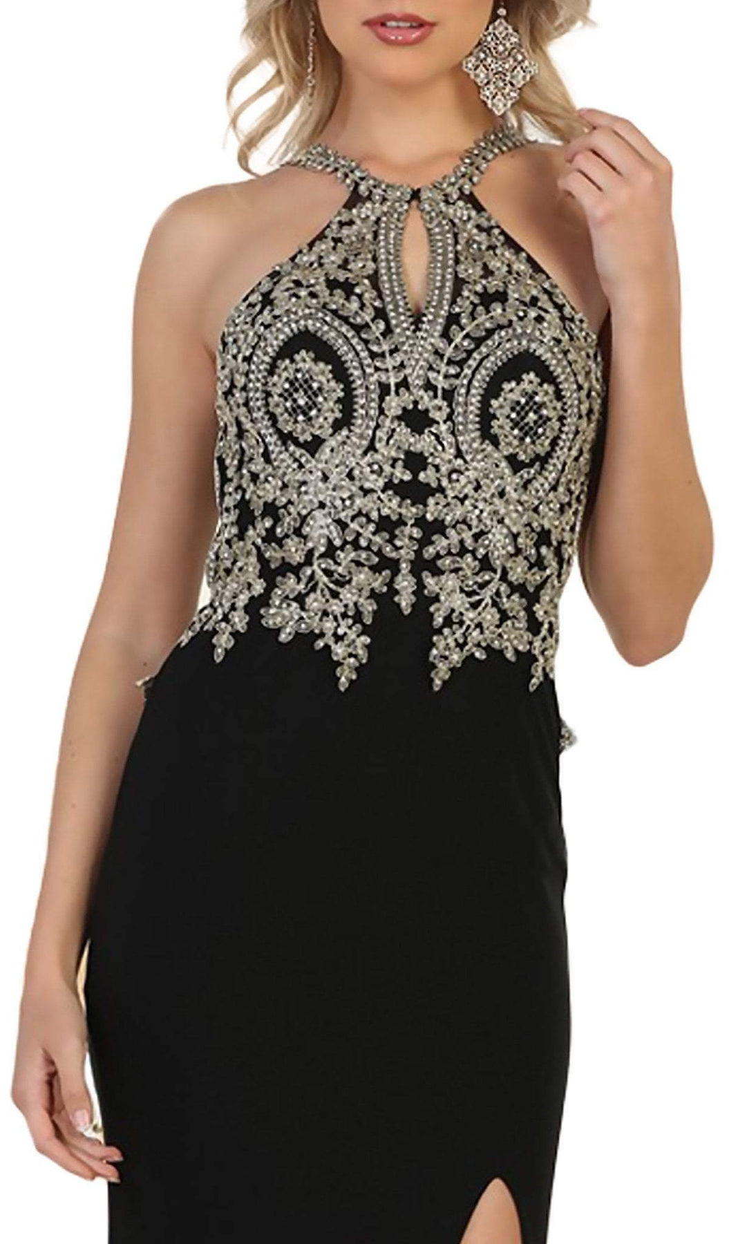 May Queen - Embellished Halter Sheath Evening Gown Special Occasion Dress