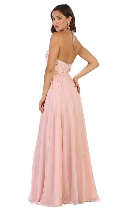 May Queen - Embellished Illusion Halter A-line Evening Dress Bridesmaid Dresses