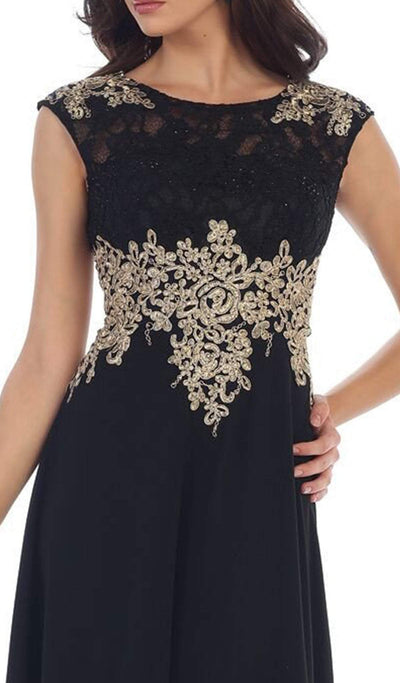 May Queen - Gilded Lace Illusion Bateau A-line Evening Dress Special Occasion Dress