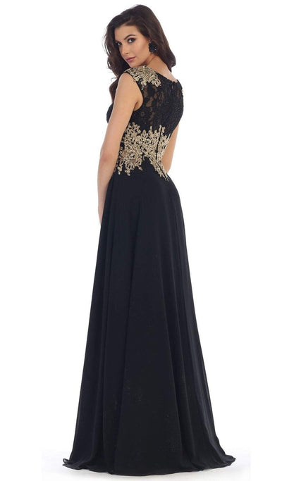 May Queen - Gilded Lace Illusion Bateau A-line Evening Dress Special Occasion Dress