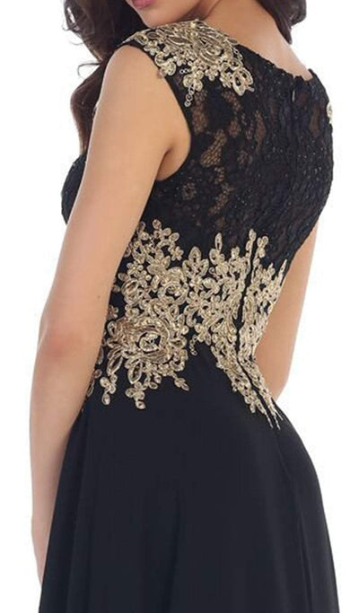 May Queen - Gilded Lace Illusion Bateau A-line Evening Dress Special Occasion Dress