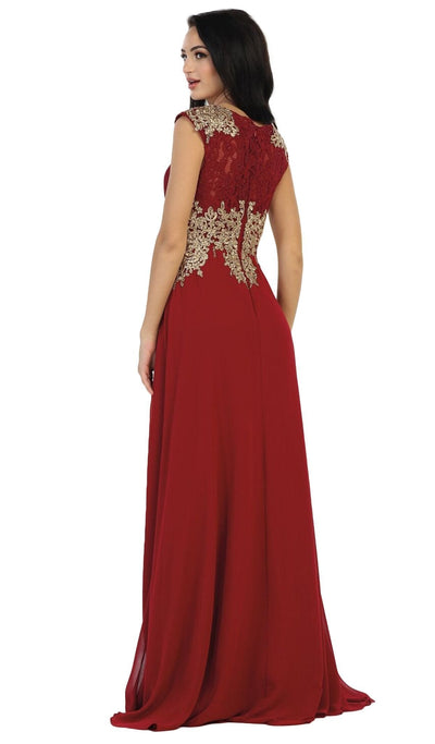 May Queen - Gilded Lace Illusion Bateau A-line Evening Dress Special Occasion Dress