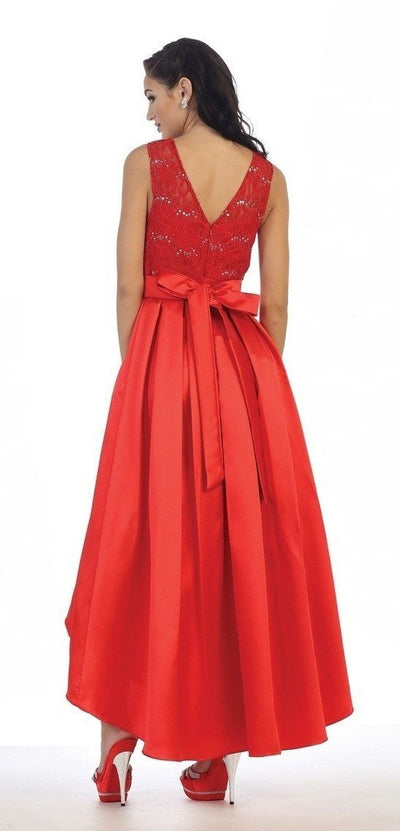 May Queen High Low Illusion Jewel A-line Dress MQ1411 CCSALE 16 / Blush