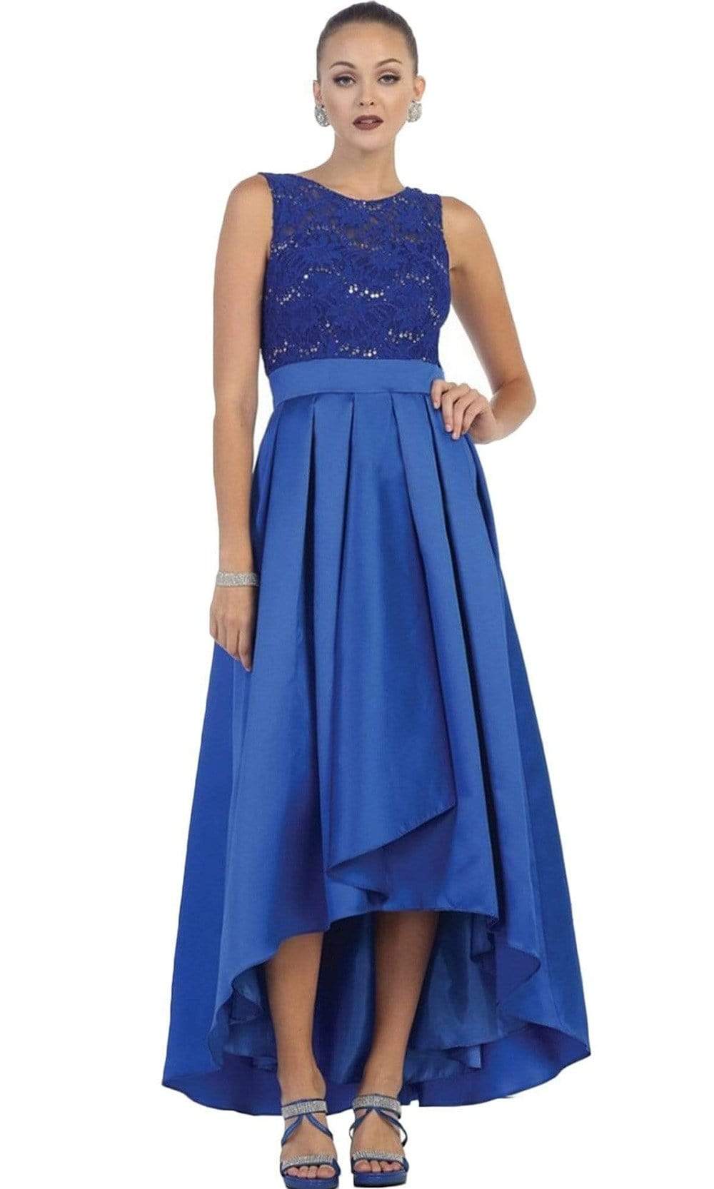 May Queen - High Low Illusion Jewel A-line Evening Dress Special Occasion Dress 4 / Royal